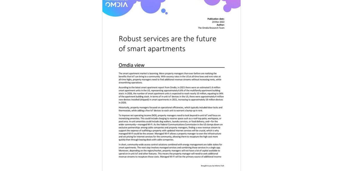 Robust services are the future of smart apartments