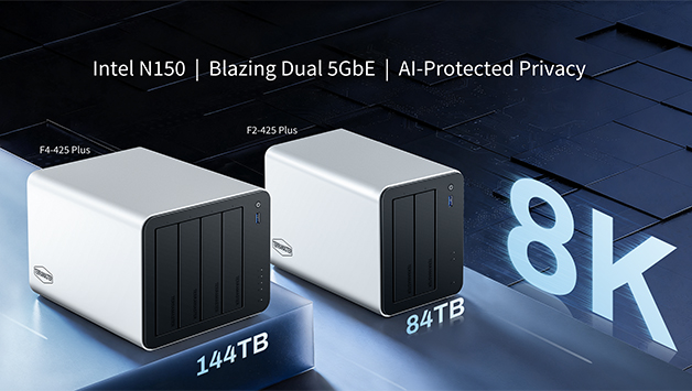 TerraMaster presenta F4-425 Plus e F2-425 Plus: NAS ibrido con Intel N150, doppia porta 5GbE, protezione della privacy IA e archiviazione espandibile fino a 144 TB.